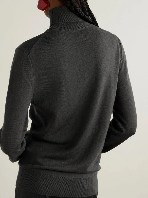 The Frankie Shop Grey Merino Wool Turtleneck Eve Sweater Jumper - Imagen 5