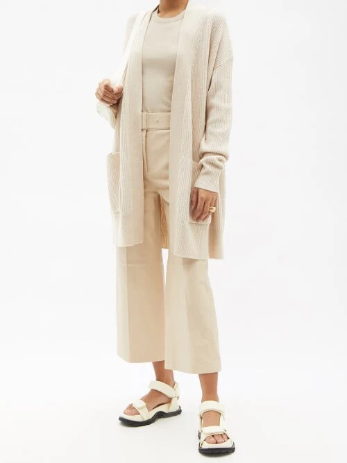Joseph Nappa Leather Chai Taja High Waist Belted Wide Leg Crop Trousers - Imagen 4