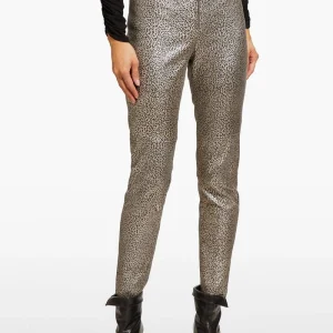 Isabel Marant Leopard Print Etienne Metallic Skinny Lambskin Leather Trousers