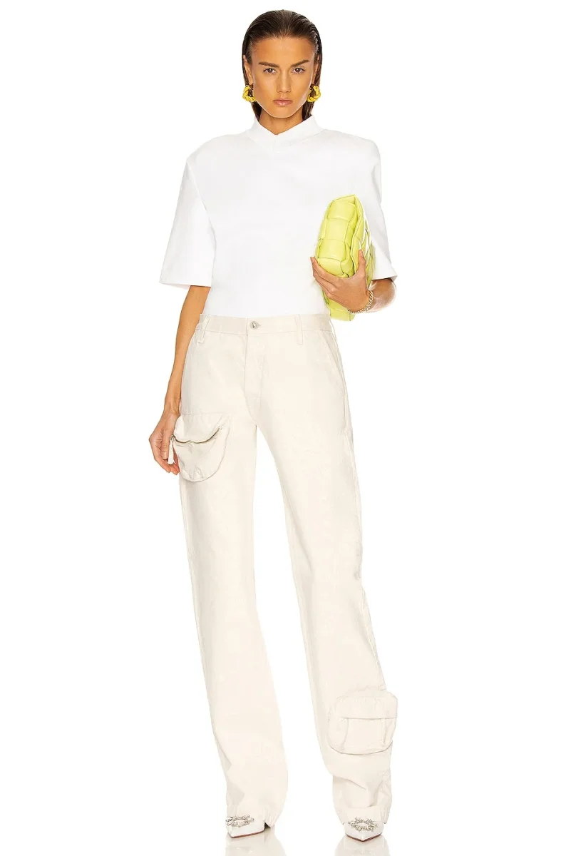 The Attico Cream Pocket Detail Cargo Style Trousers - Imagen 4