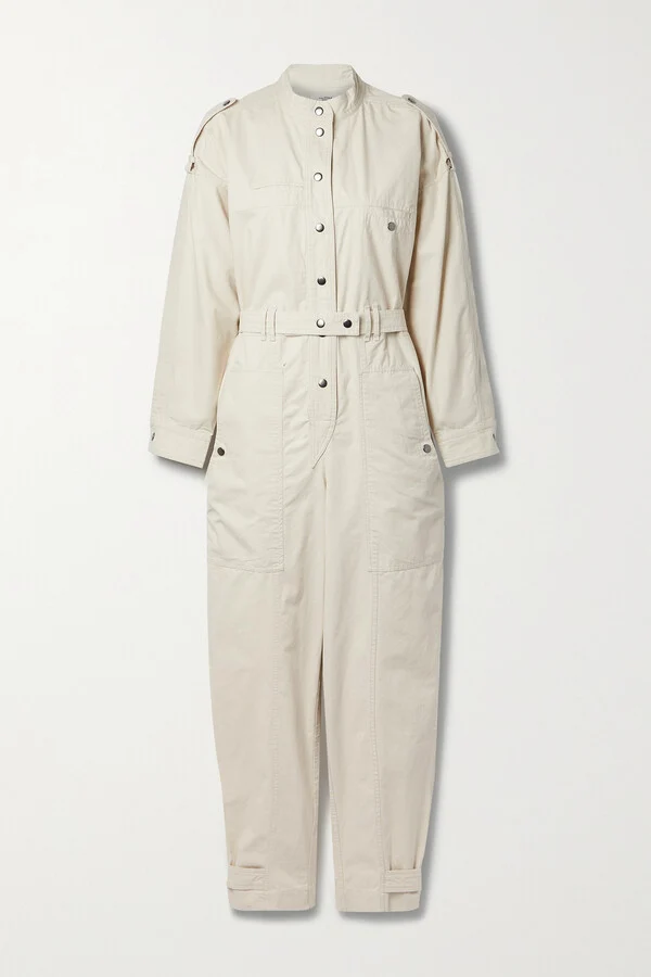 Isabel Marant Etoile Ruthel Off-Duty Utility Ivory Cream Belted Jumpsuit - Imagen 9