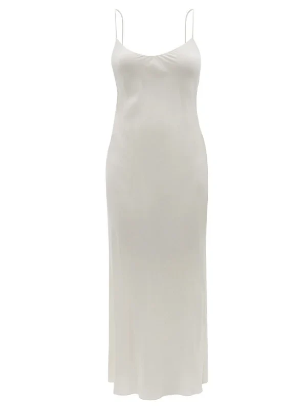 Raey Thin-Strap Silk Crepe De Chine Light Grey Slip Dress - Imagen 2