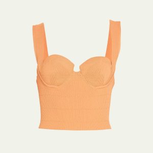 Altuzarra Sunset Orange Cropped Sweetheart Neck Top