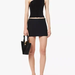 Reformation x Laura Harrier Black Maddie Knit One Shoulder Top