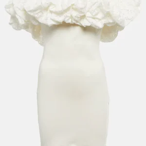Alexandra Vauthier Bridal White Voluminous Ruffle Neckline Off Shoulder Mini Dress