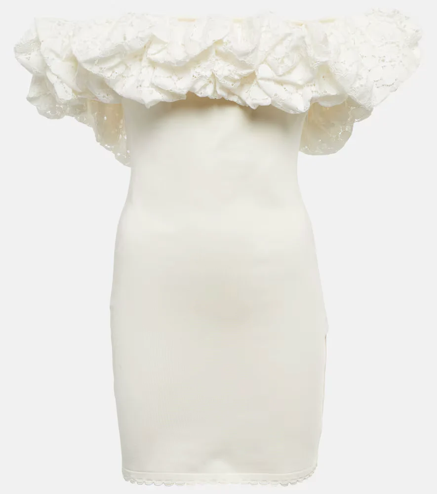 Alexandra Vauthier Bridal White Voluminous Ruffle Neckline Off Shoulder Mini Dress - Imagen 2