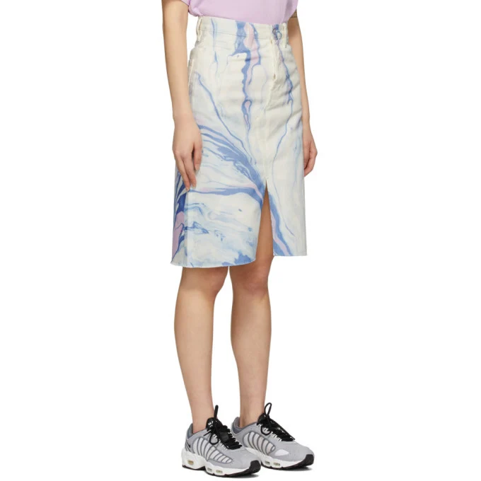 Aries Marble Print Denim Skirt - Imagen 8