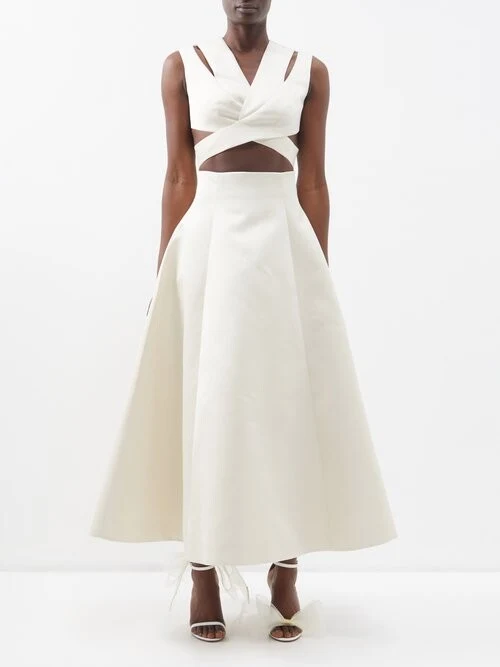 EMILIA WICKSTEAD Jax Cutout-Waist Duchess Satin Ivory Gown - Imagen 6