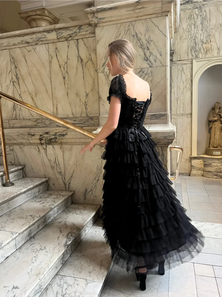 Amy Jane London Black Lace Sweetheart Neck Coquette Sofia Maxi Tulle Dress - Imagen 9