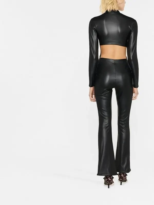 Wolford Black Mighty 80s Vegan Leather Jumpsuit - Imagen 6