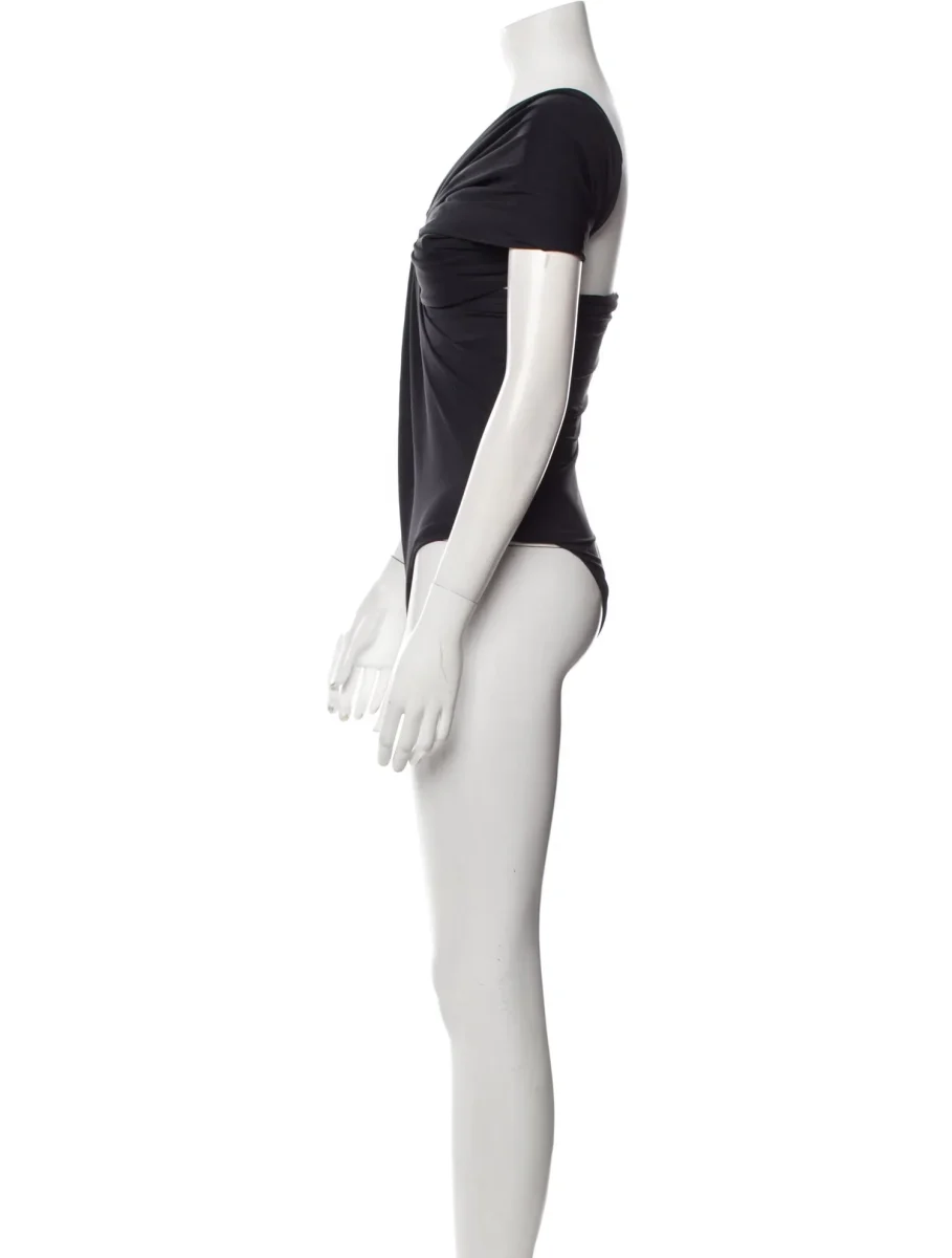 MAXIMILIAN DAVIS Black Disco Draped Sleeveless Bodysuit - Imagen 3