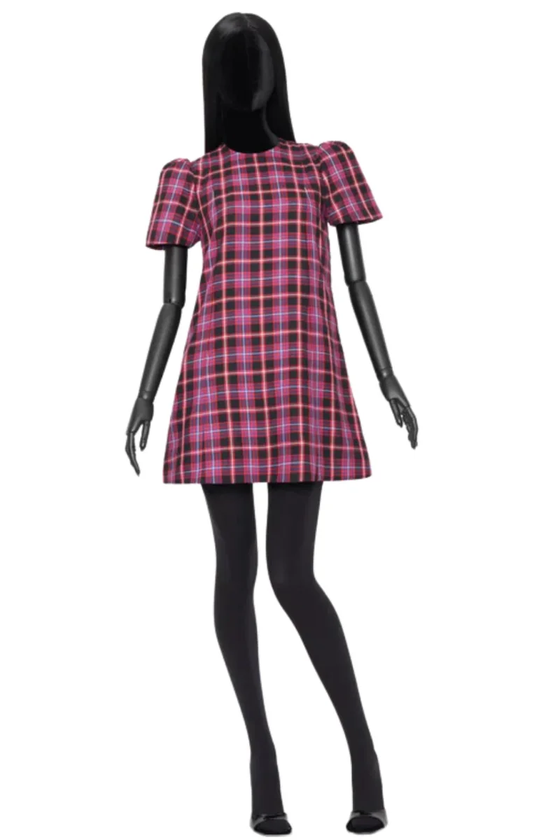 The Vampire's Wife The Wilma Red Tartan Plaid Check Print Shift Dress - Imagen 2