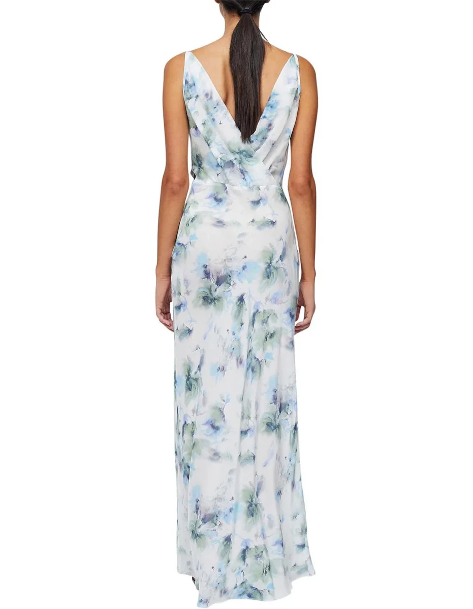 Bec + Bridge Corrine Floral Slip Watercolour Satin V Neck Maxi Dress - Imagen 6