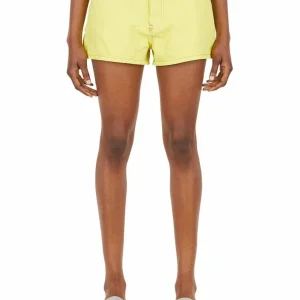 Ganni Yellow Denim Logo Shorts
