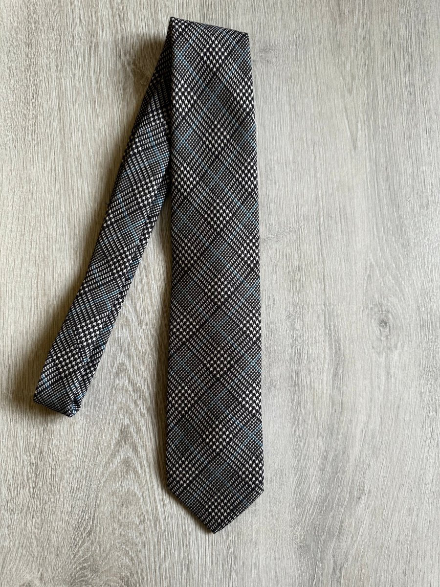 Drake's X Kingsman Prince Of Wales Check Grey Wool Tie - Imagen 3