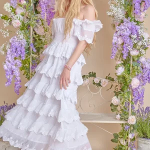 Amy Jane London White Harper Victorian Lace Tiered Maxi Dress