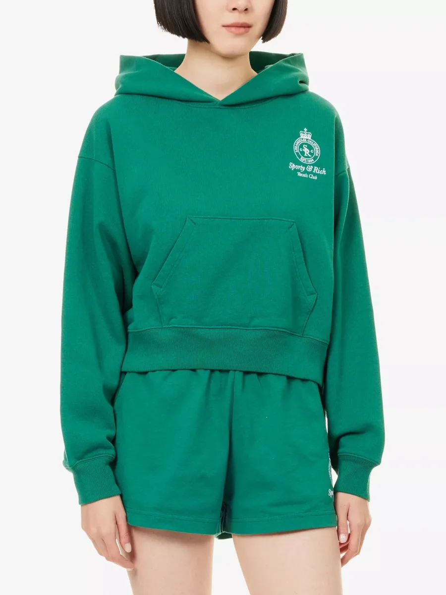Sporty & Rich Alpine Green Brit Crest Embroidered Hoodie - Imagen 4