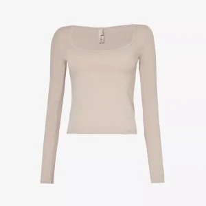 Skims Stone Grey New Vintage Long Sleeve T-Shirt Top