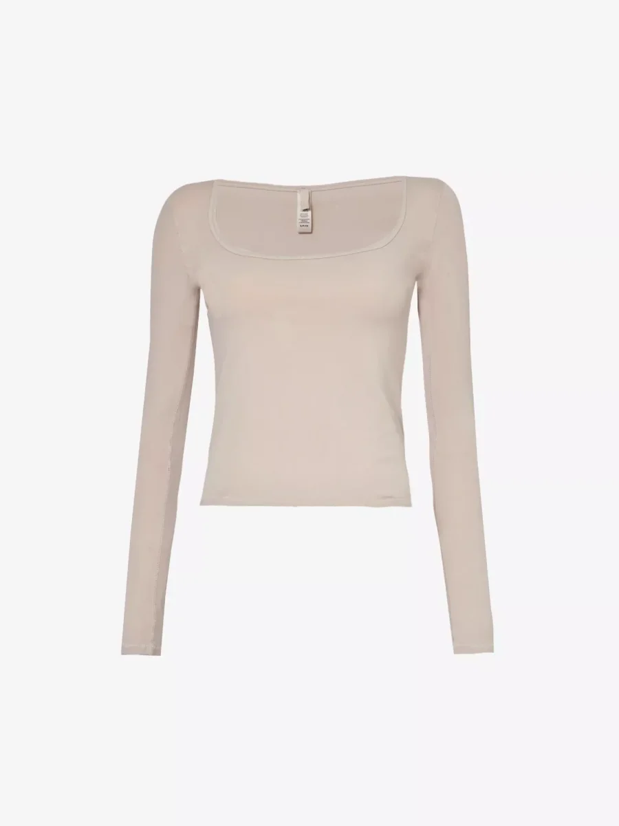 Skims Stone Grey New Vintage Long Sleeve T-Shirt Top - Imagen 2