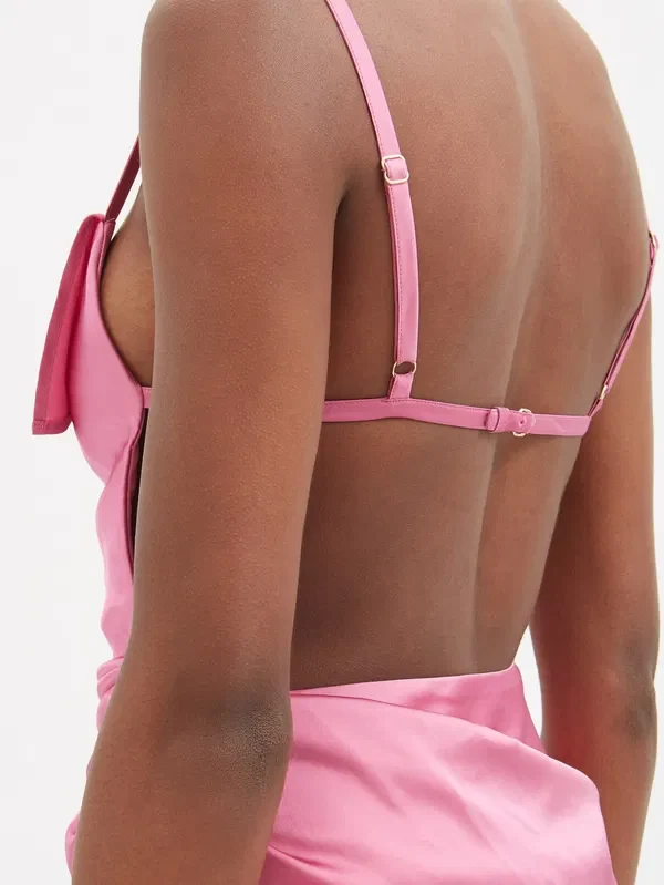 Jacquemus Pink Saudade Gathered Satin Mini Dress - Imagen 7