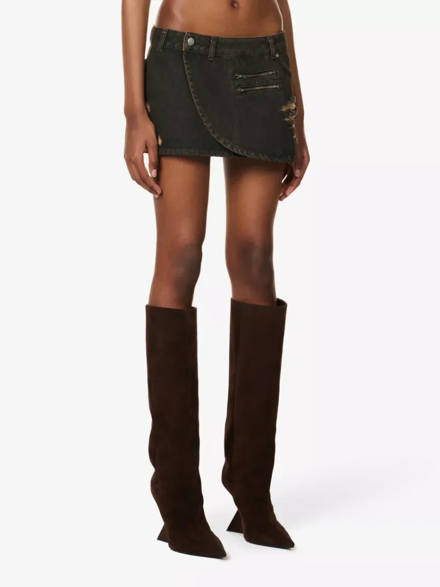 MIAOU Hunter Zip-Detail Low-Waist Denim Mini Skirt - Imagen 4