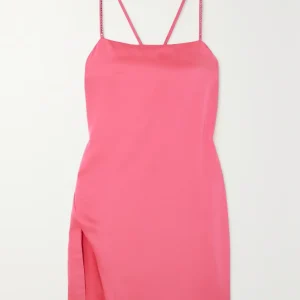 The Attico Neon Pink Fujiko Studded Mini Dress