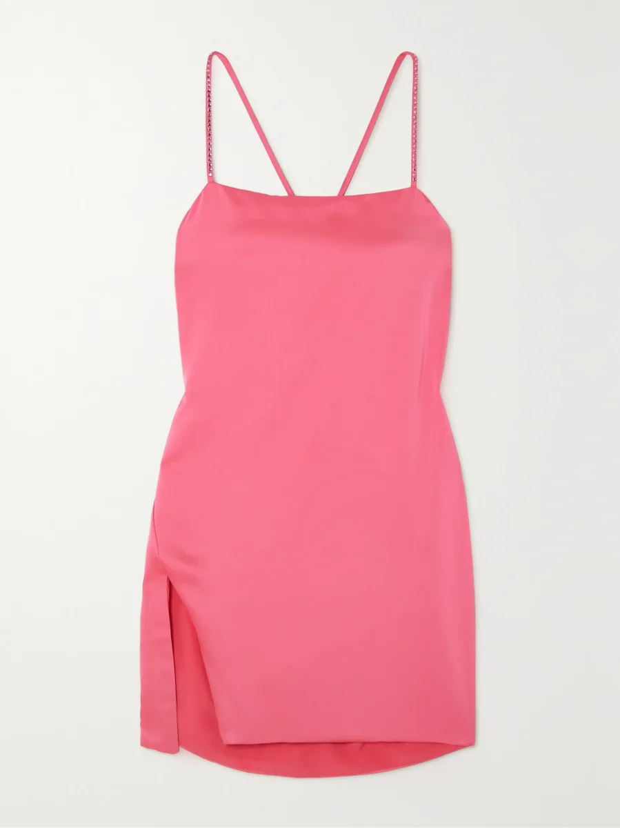 The Attico Neon Pink Fujiko Studded Mini Dress