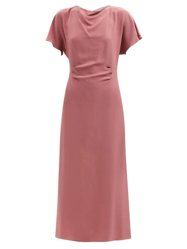 RAEY Tuck Waist Silk Pink Dress - Imagen 2