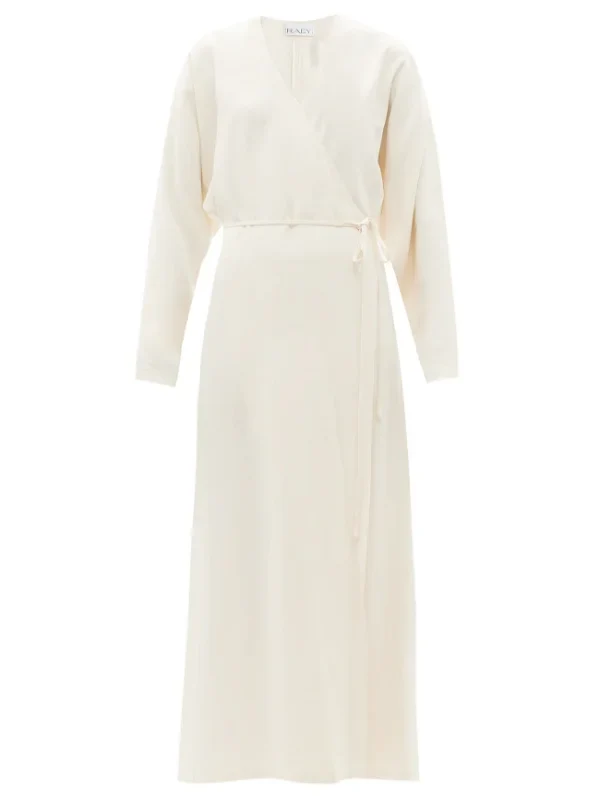 RAEY Cream Dolman-Sleeve Side-Split Wrap Dress - Imagen 4