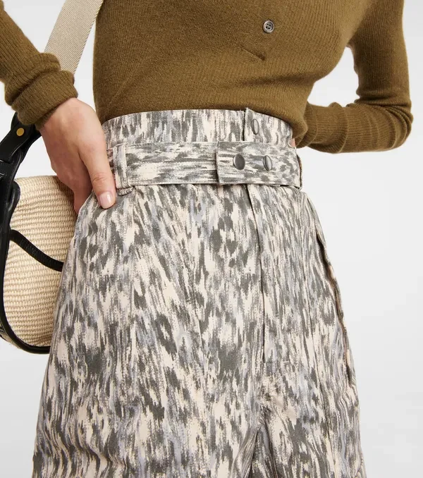 Isabel Marant Etoile Kaloscoe Printed High Waist Belted Cargo Shorts - Imagen 9
