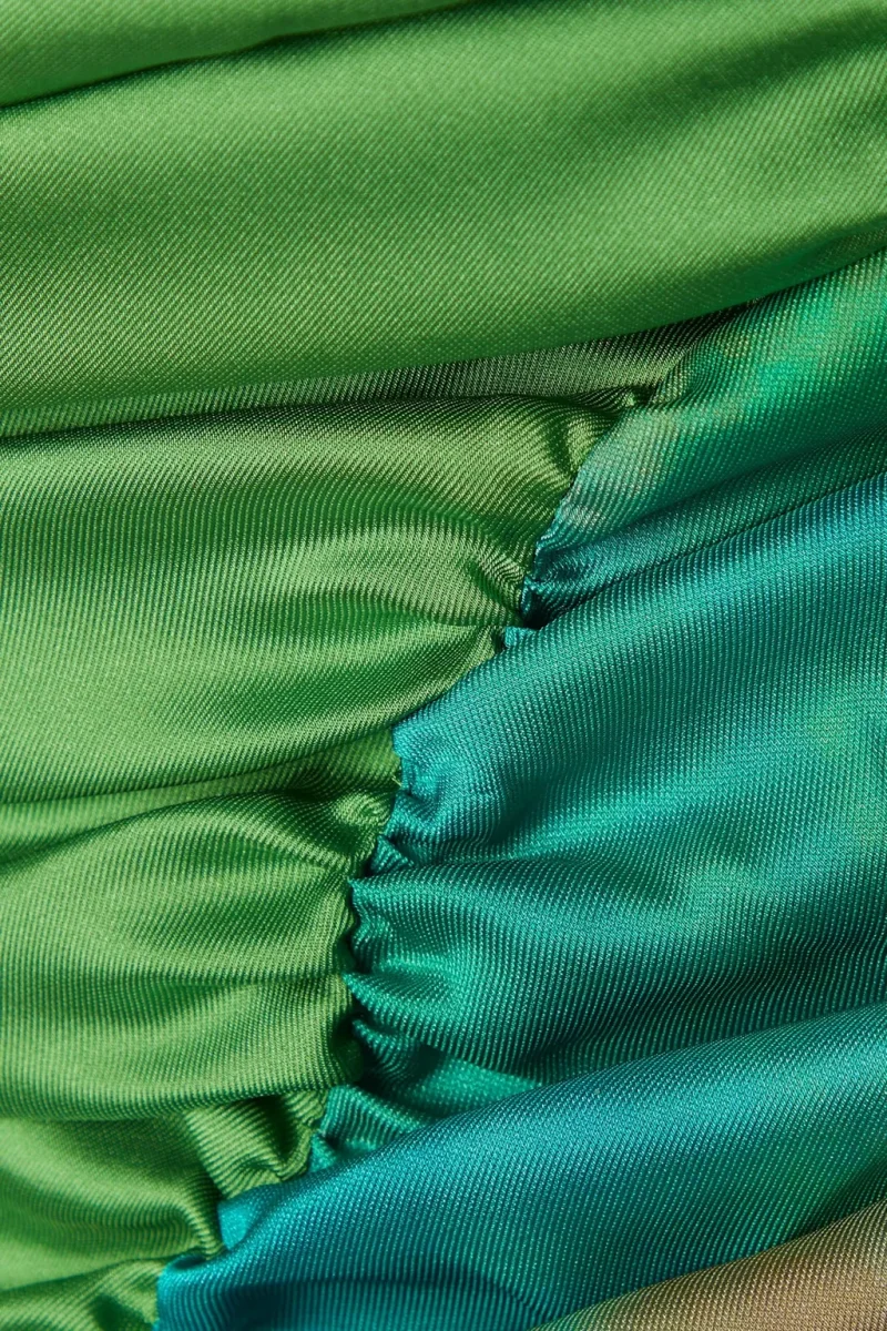 AHLUWALIA Jade Gathered Satin Sweetheart Neck Ruched Mini Dress - Imagen 5