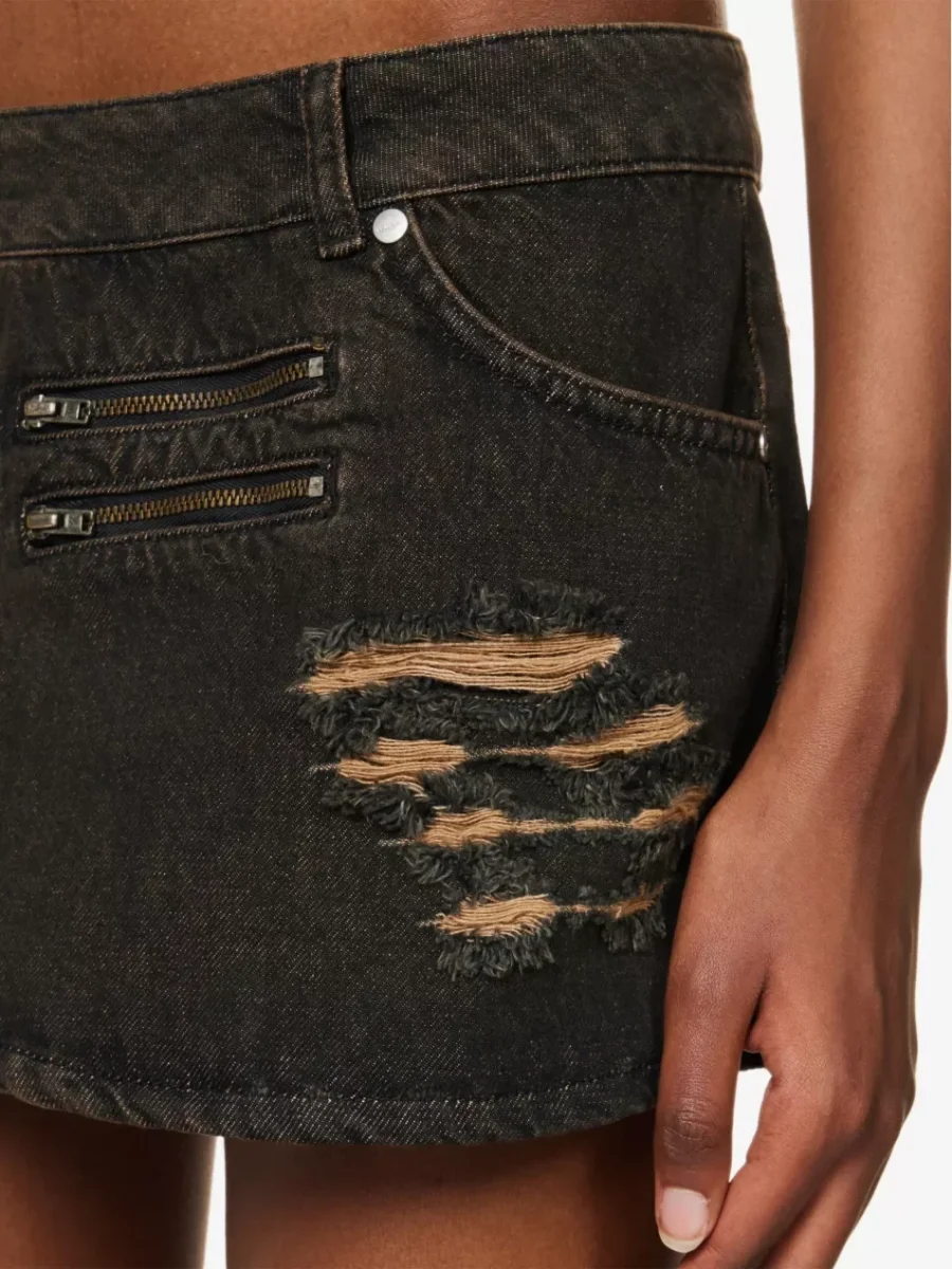 MIAOU Hunter Zip-Detail Low-Waist Denim Mini Skirt - Imagen 5