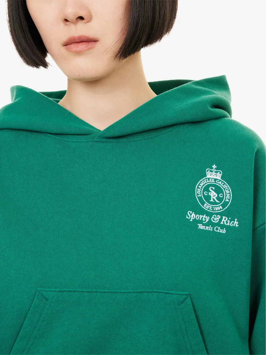 Sporty & Rich Alpine Green Brit Crest Embroidered Hoodie - Imagen 6