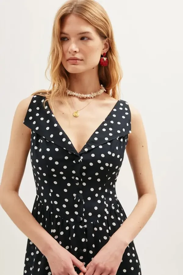 Rixo London Black Siena Emma Polka Spotted Dress - Imagen 6