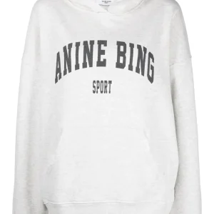 Anine Bing Spellout Logo Grey Melange Harvey Hoodie