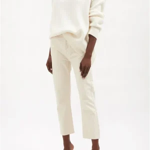 Raey Cream Ivory Organic-Cotton Straight Leg High Waist Crop Jeans