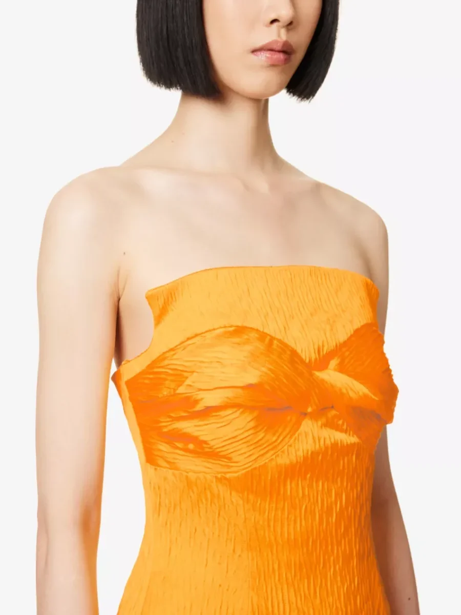 TOVE Lara Golden Yellow Twist Woven Midi Gown - Imagen 6