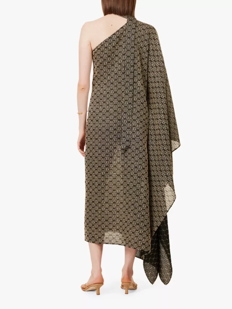 Taller Marmo Uruguay Embroidered One Shoulder Neck Wrap Maxi Dress - Imagen 4