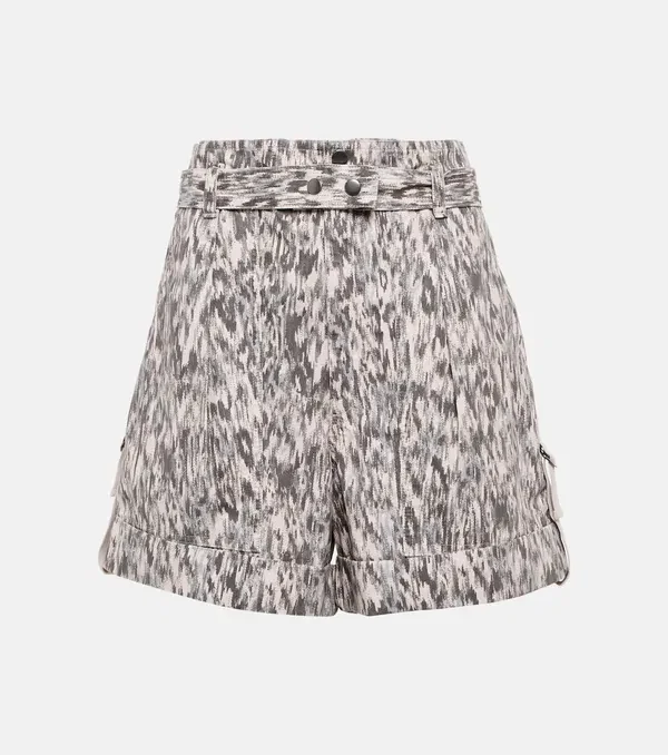 Isabel Marant Etoile Kaloscoe Printed High Waist Belted Cargo Shorts - Imagen 6