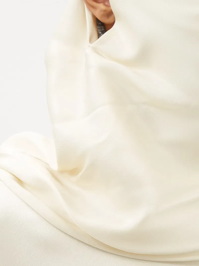 The Row Ivory Cowl Neck Silk Twill Long Sleeve Santia Dress - Imagen 7