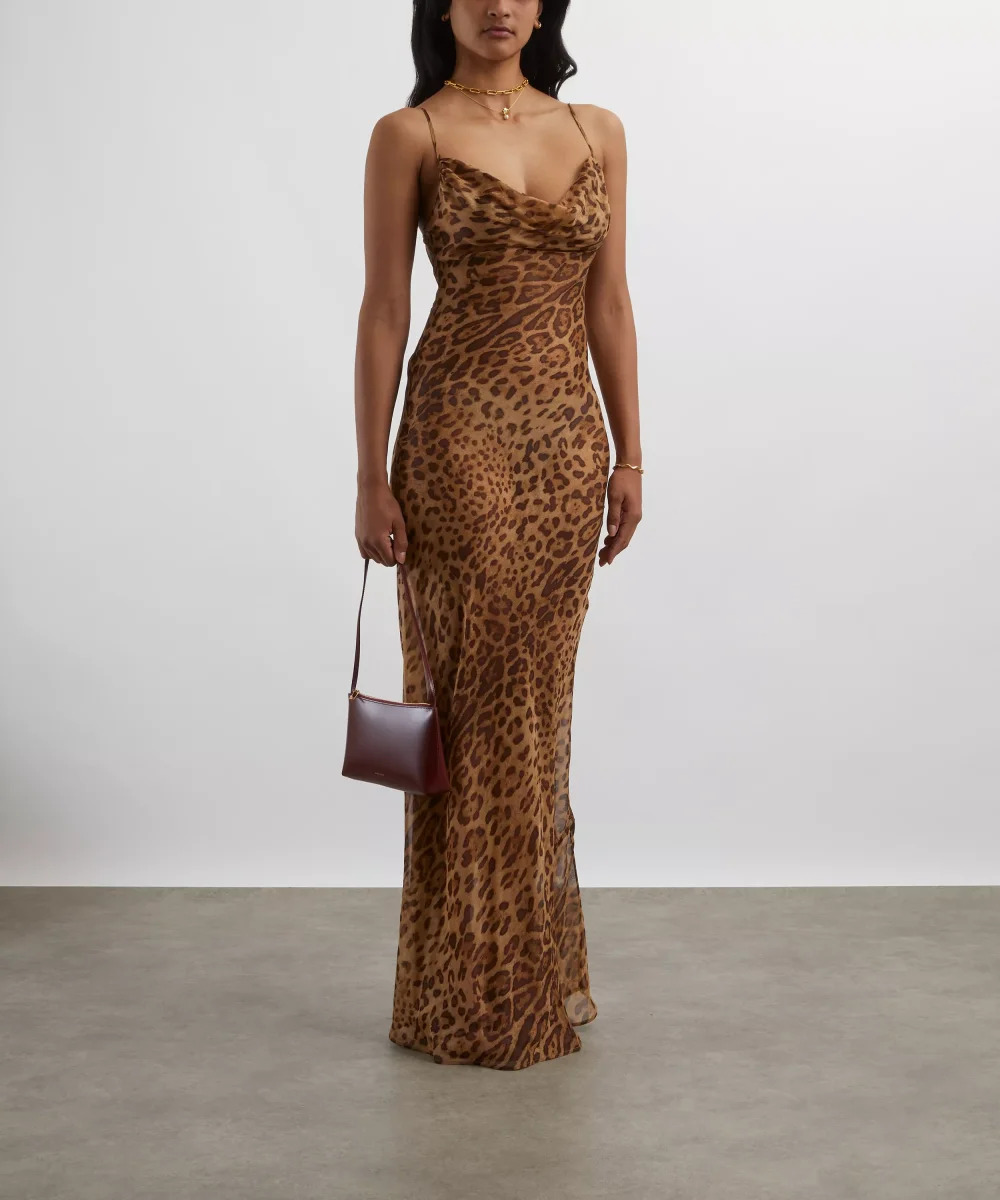 Rat and Boa Valentina Silk Leopard Print Maxi Dress - Imagen 5