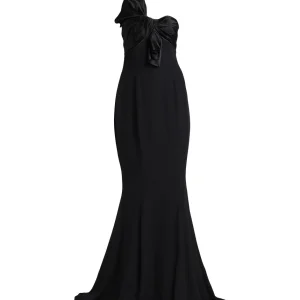 Alexandre Vauthier Black Bow Detail One Shoulder Crepe Gown