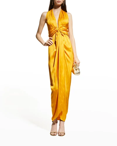 JOHANNA ORTIZ Vastness Of The Sea Marigold Halterneck Dress - Imagen 4