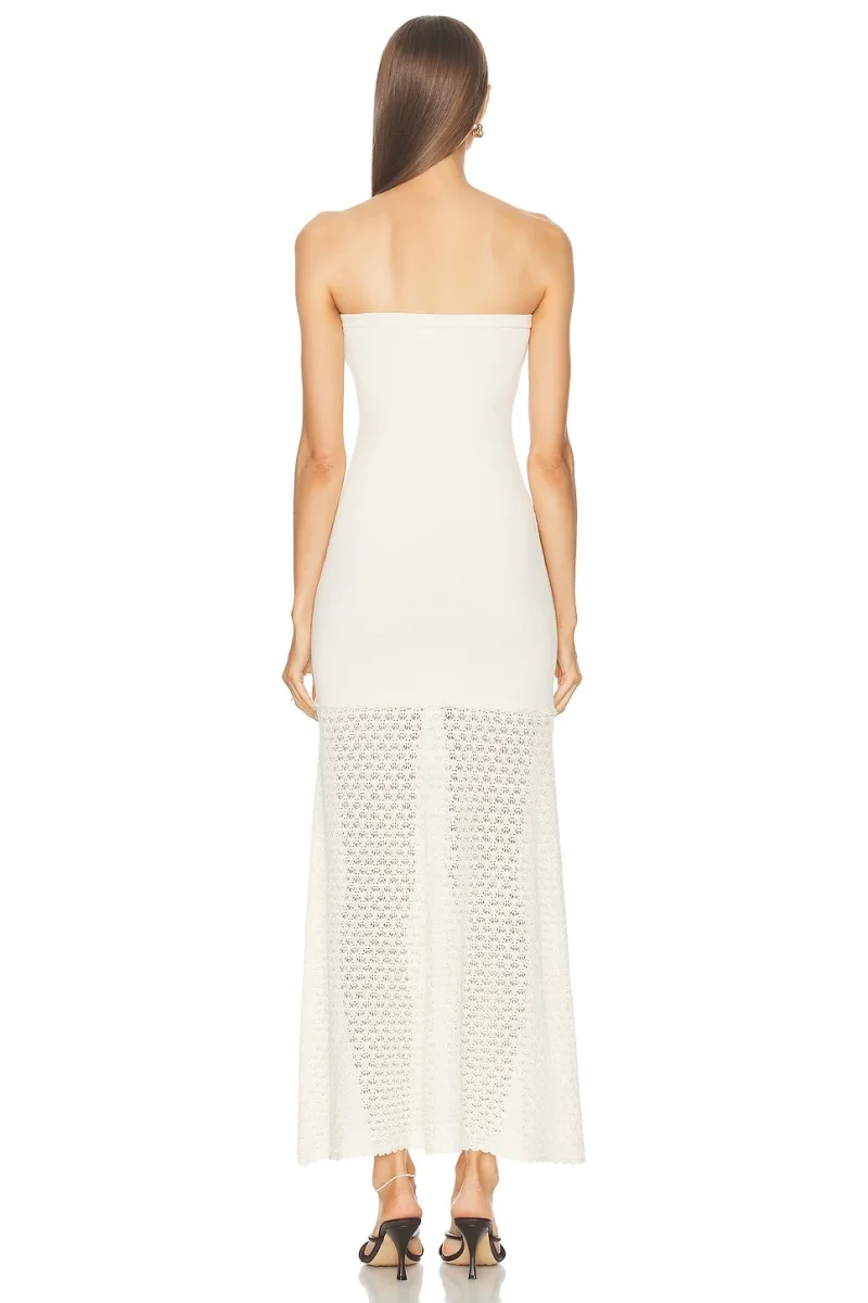 POSSE Romy Cream Crochet Knit Maxi Dress - Imagen 4