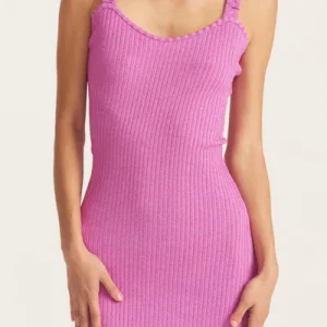Love Shack Fancy Pink Flitter Ribbed Knit Leoma Mini Dress