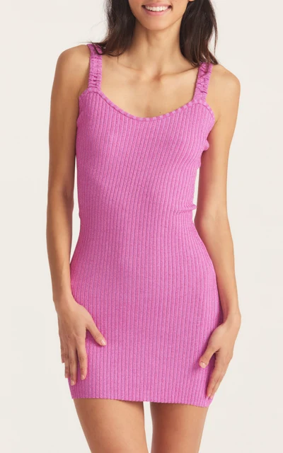Love Shack Fancy Pink Flitter Ribbed Knit Leoma Mini Dress