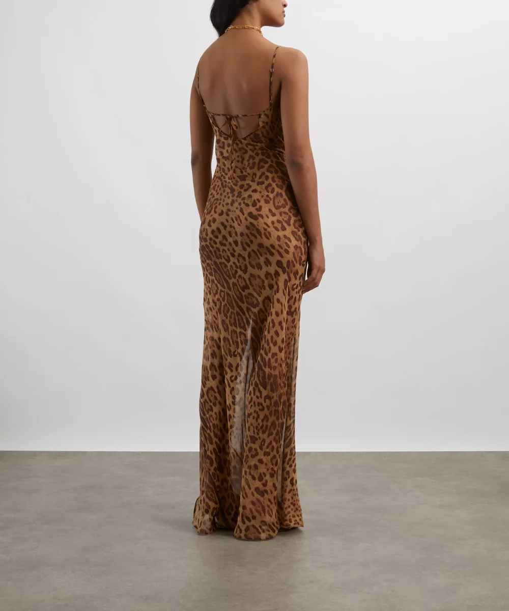 Rat and Boa Valentina Silk Leopard Print Maxi Dress - Imagen 7