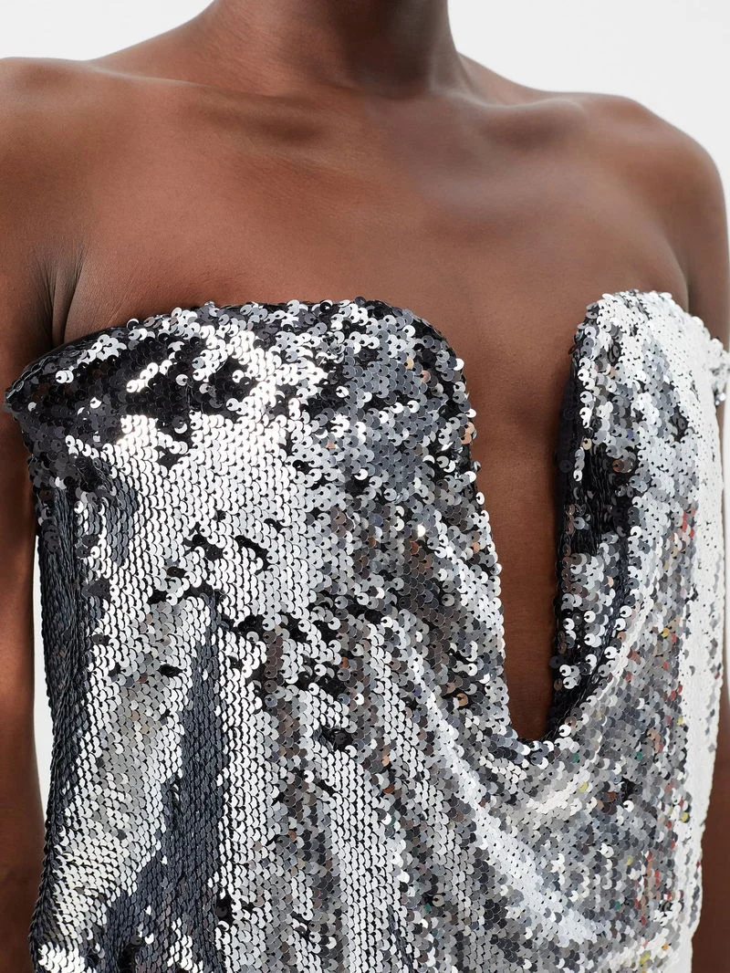 Isabel Marant Mandy Sequinned Embellished Plunge Bustier Top - Imagen 8