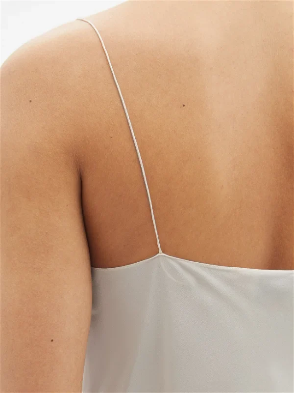 Raey Thin-Strap Silk Crepe De Chine Light Grey Slip Dress - Imagen 4