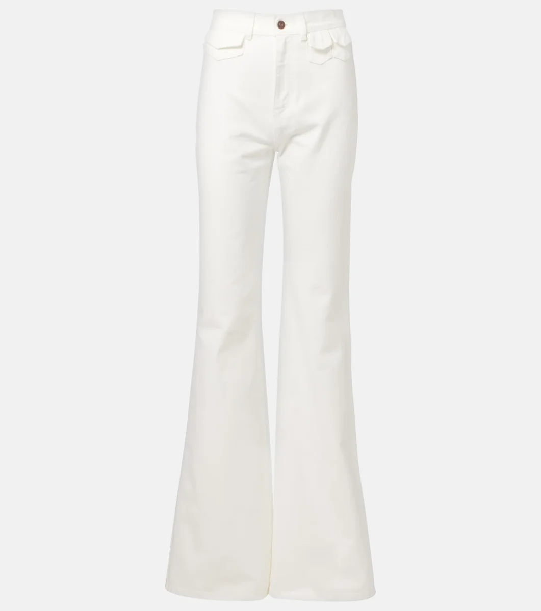 Chloe Runway White High Rise Flared Denim Jeans - Imagen 2